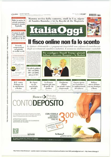 Italia oggi : quotidiano di economia finanza e politica